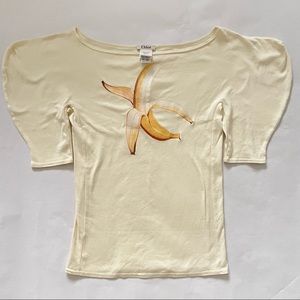 Chloé ss 2001 Banana Graphic Print Puff Sleeve Top